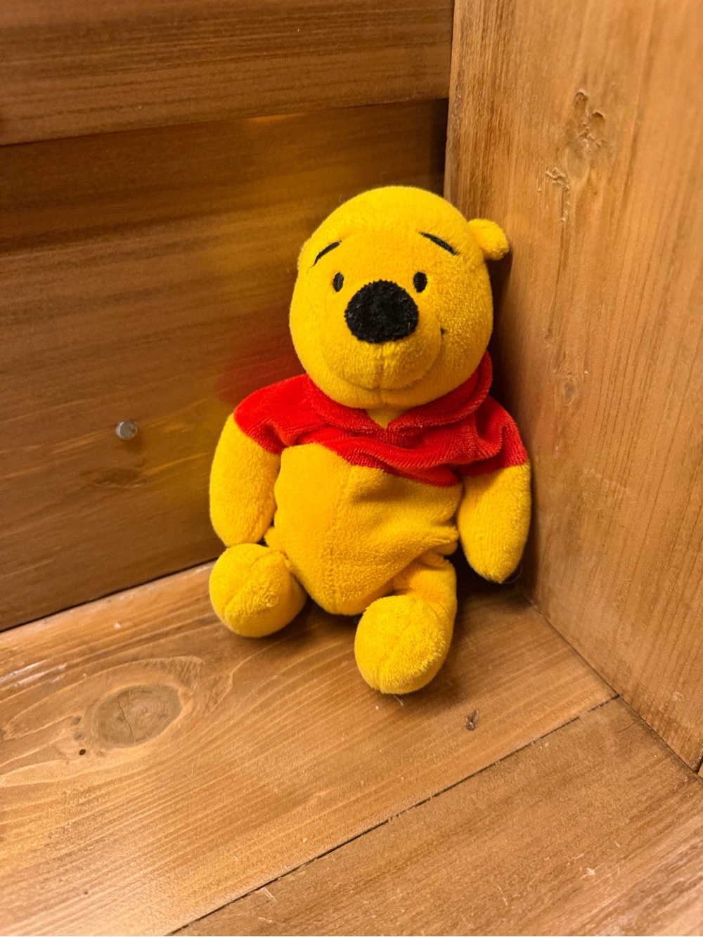 Disney Yellow and Red Winnie the Pooh Plush Small Stuffed Toy